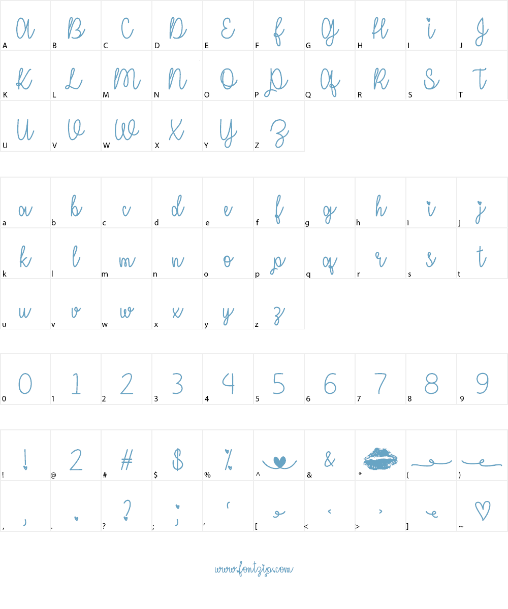 I Miss Your Kiss Font Character